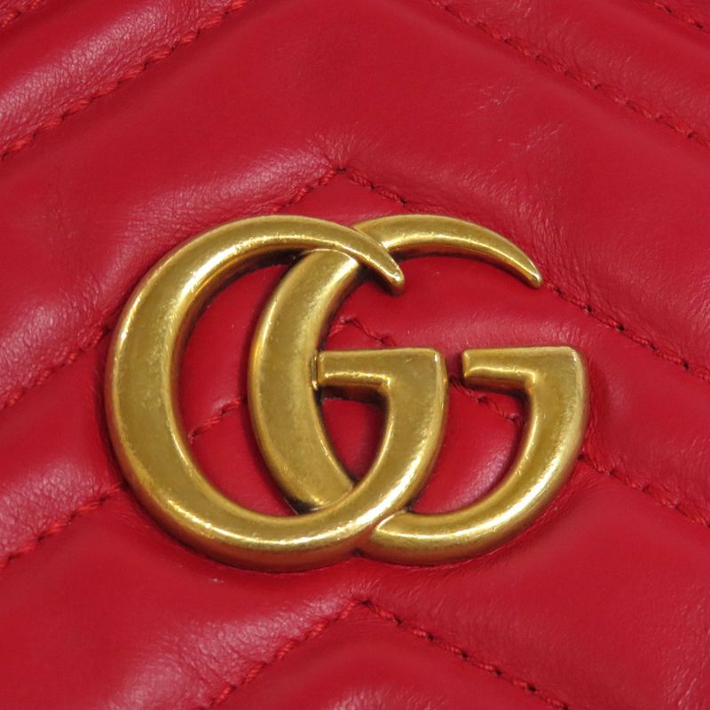 Gucci 575163 GG Marmont Chain Shoulder Bag Calf Women