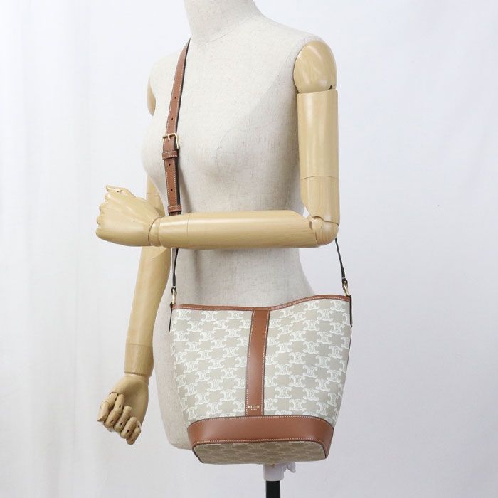 Celine Small Bucket Triomphe Canvas 191442cas Shoulder Bag Triomphe Canvas Calf