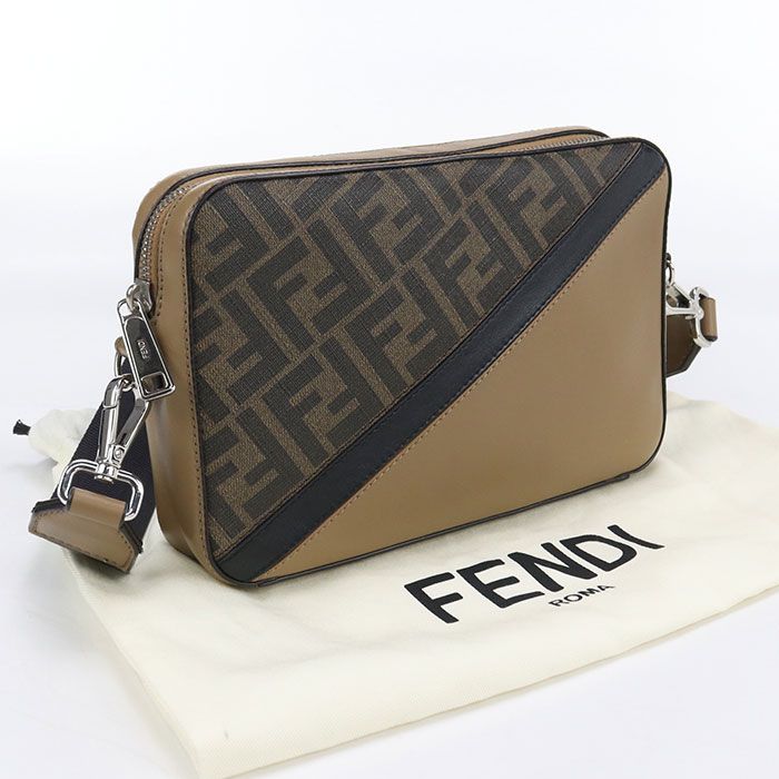 Fendi Camera Case Diagonal 7m0286 AJF8 Crossbody Shoulder Bag PVC Leather Men's