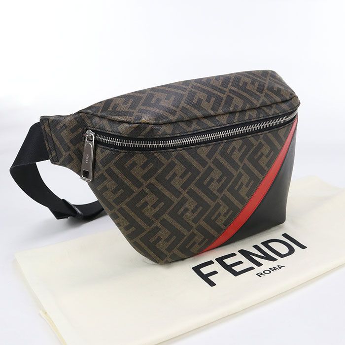 Fendi Belt Bag Diagonal 7va434 A9XS Body Bag PVC Leather Men