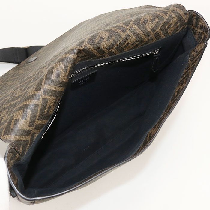 Fendi Diagonal 7va521 A9XS Crossbody Shoulder Bag PVC Leather Men's