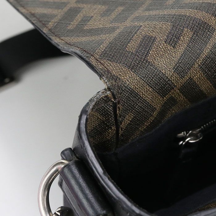 Fendi Diagonal 7va521 A9XS Crossbody Shoulder Bag PVC Leather Men's