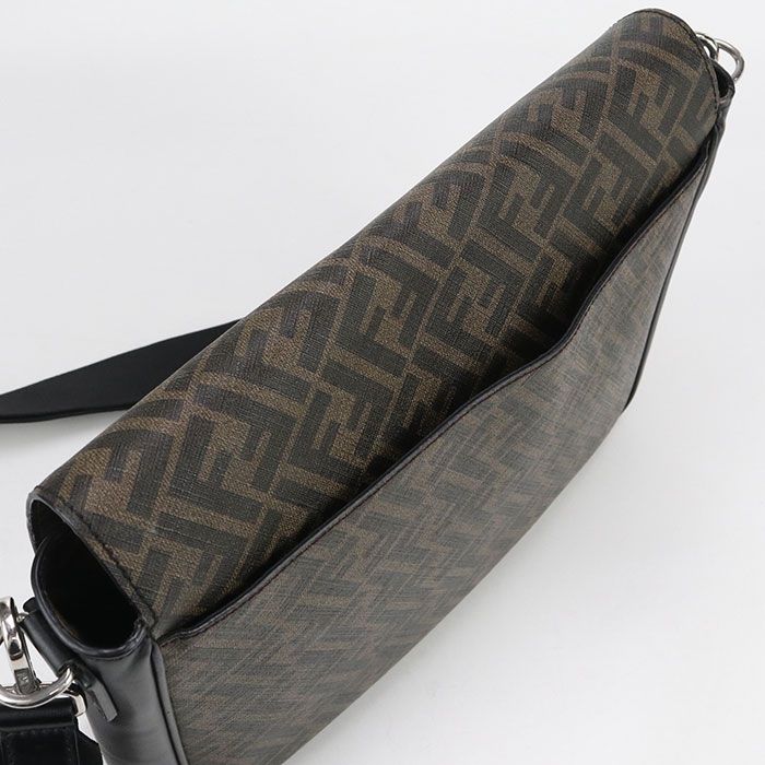 Fendi Diagonal 7va521 A9XS Crossbody Shoulder Bag PVC Leather Men's