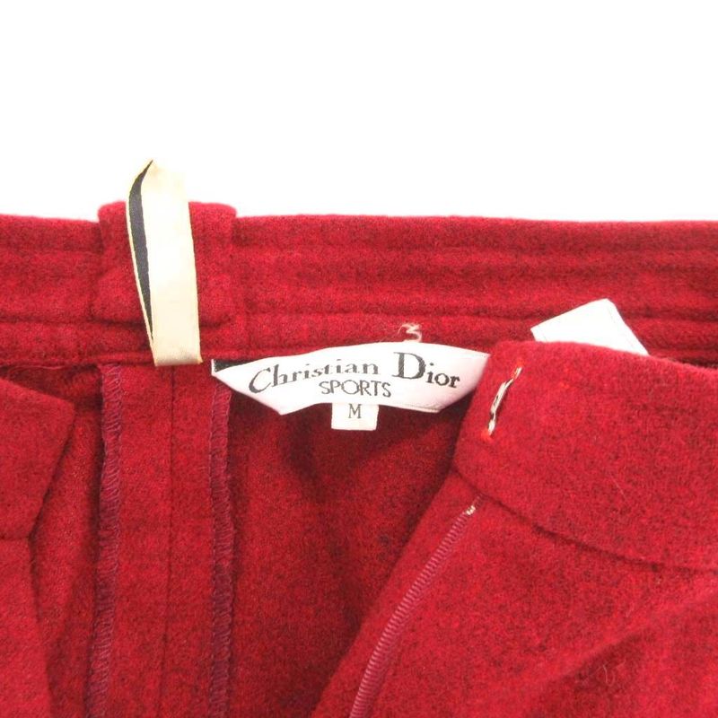 Christian DIOR Pants Slacks Tapered Wool M Red Tuck Roll Up High Waist FF - ECT