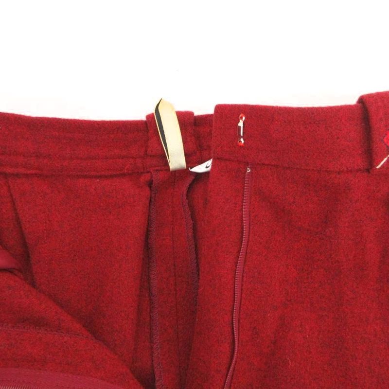 Christian DIOR Pants Slacks Tapered Wool M Red Tuck Roll Up High Waist FF - ECT