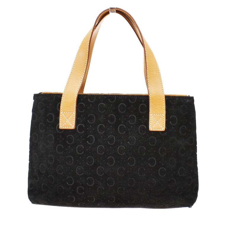 Celine Macadam Pattern Hand Tote Bag Suede Leather Black 68kb064