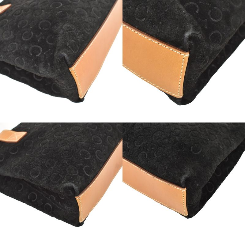 Celine Macadam Pattern Hand Tote Bag Suede Leather Black 68kb064