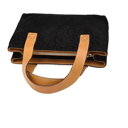 Celine Macadam Pattern Hand Tote Bag Suede Leather Black 68kb064