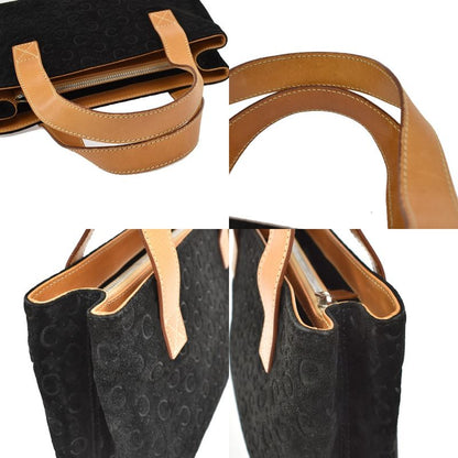 Celine Macadam Pattern Hand Tote Bag Suede Leather Black 68kb064
