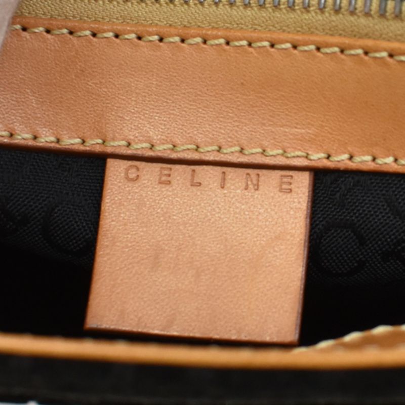 Celine Macadam Pattern Hand Tote Bag Suede Leather Black 68kb064
