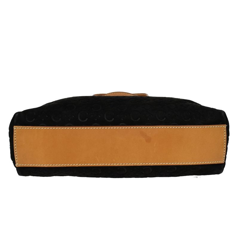 Celine Macadam Pattern Hand Tote Bag Suede Leather Black 68kb064