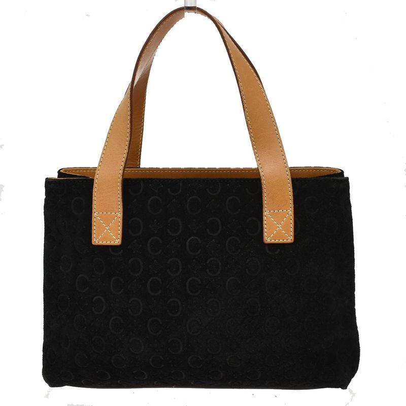 Celine Macadam Pattern Hand Tote Bag Suede Leather Black 68kb064