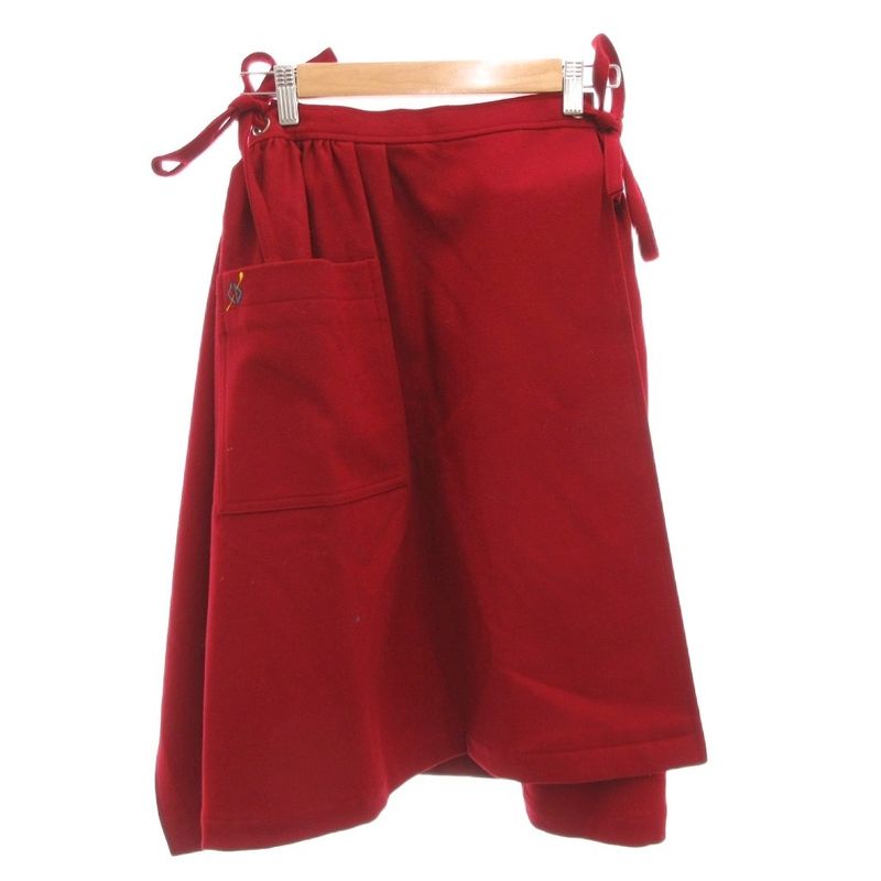 Christian DIOR Wrap Skirt Wool S Red FF - ECT
