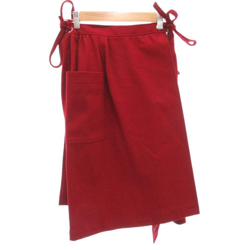 Christian DIOR Wrap Skirt Wool S Red FF - ECT