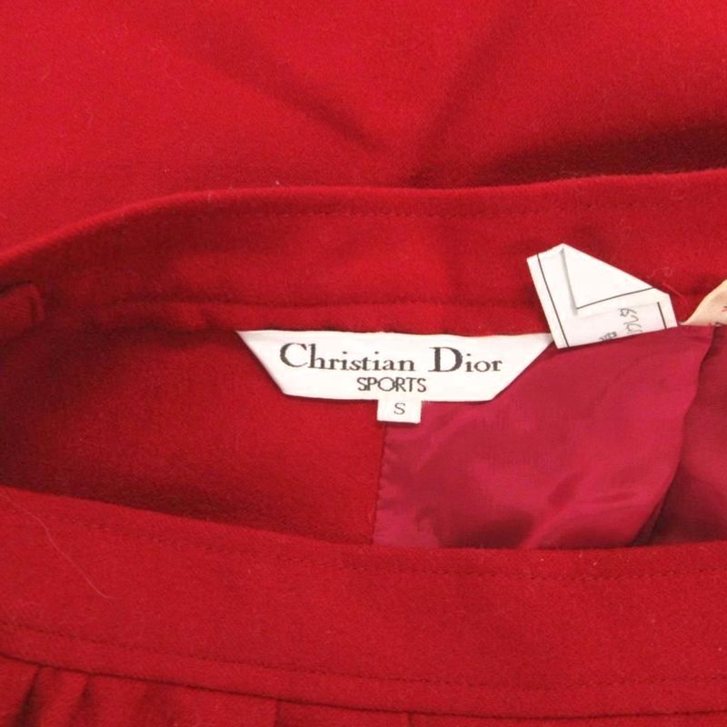 Christian DIOR Wrap Skirt Wool S Red FF - ECT
