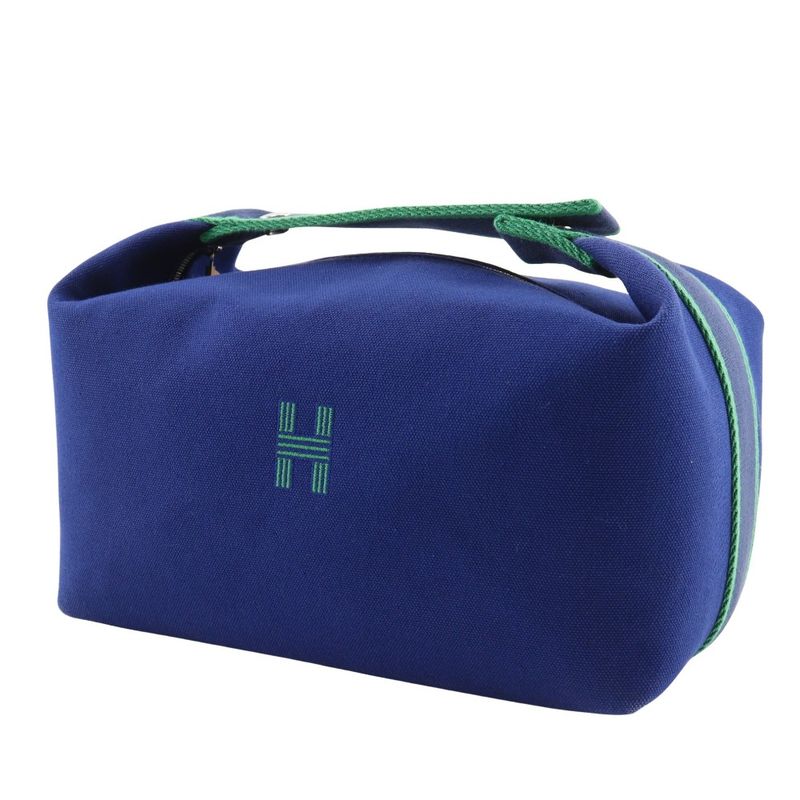 Hermes Brid A Black GM Canvas Blue Marine Green Unisex Handbag