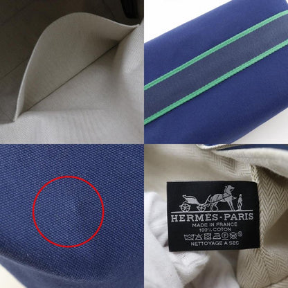 Hermes Brid A Black GM Canvas Blue Marine Green Unisex Handbag