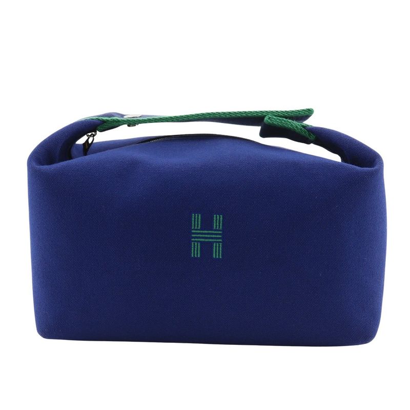 Hermes Brid A Black GM Canvas Blue Marine Green Unisex Handbag