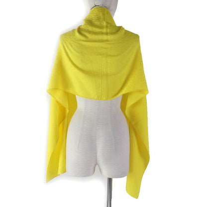 Hermes Cashmere Silk H Pattern Large Scarf Shawl Yellow Made In France Men Women