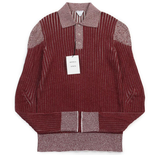 Bottega Veneta 2022 728349 Cotton Ribbed Long Sleeve Knit Polo