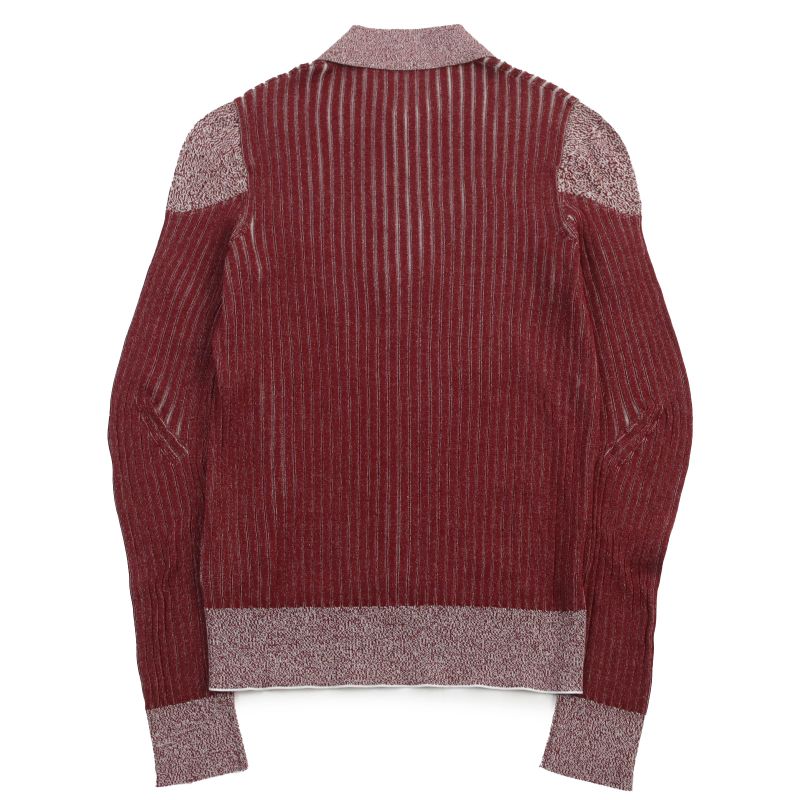 Bottega Veneta 2022 728349 Cotton Ribbed Long Sleeve Knit Polo