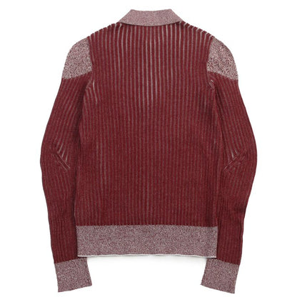 Bottega Veneta 2022 728349 Cotton Ribbed Long Sleeve Knit Polo