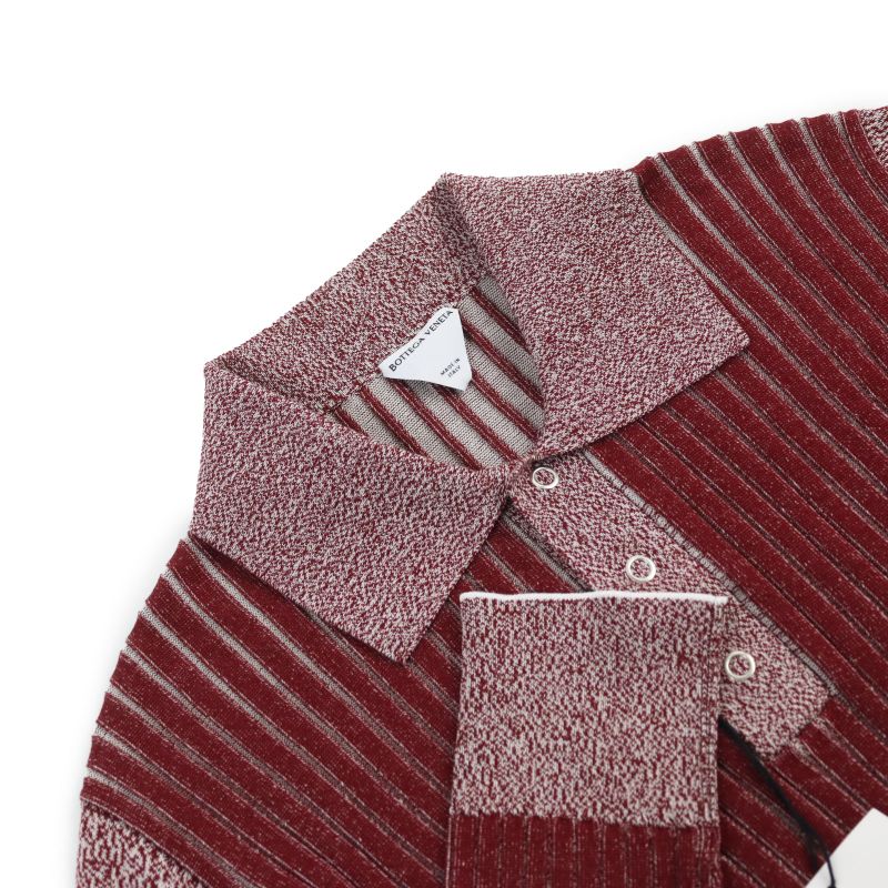 Bottega Veneta 2022 728349 Cotton Ribbed Long Sleeve Knit Polo