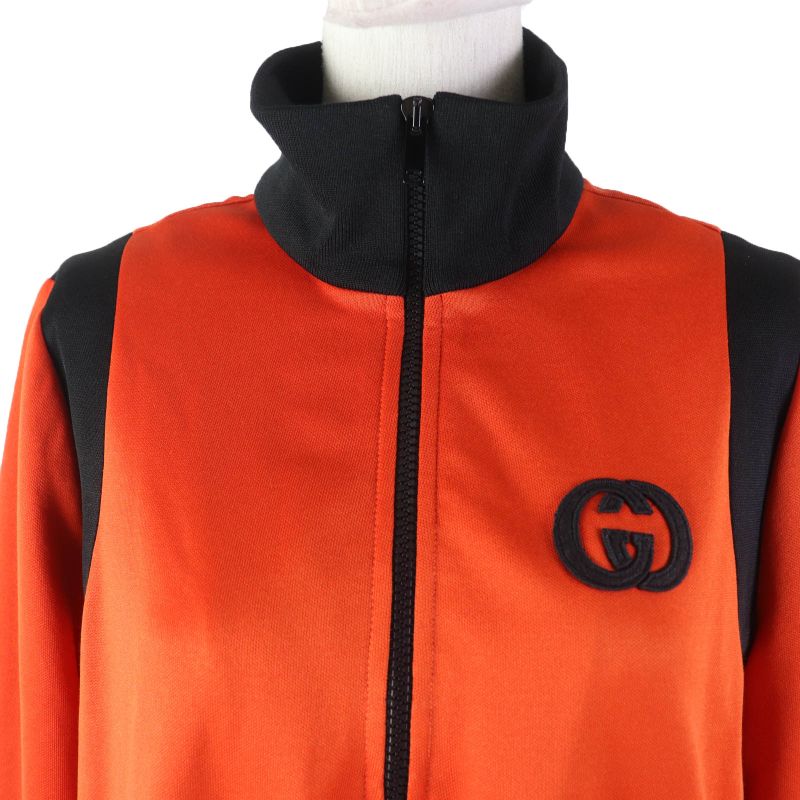 Gucci 644599 Sweatshirt Dress With GG Logo Sweatshirt Dress Orange Black S Made