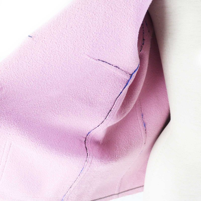 CHANEL P45867 F Pearl Coco Mark Button Cut Off Collarless Tweed Metallic Jacket