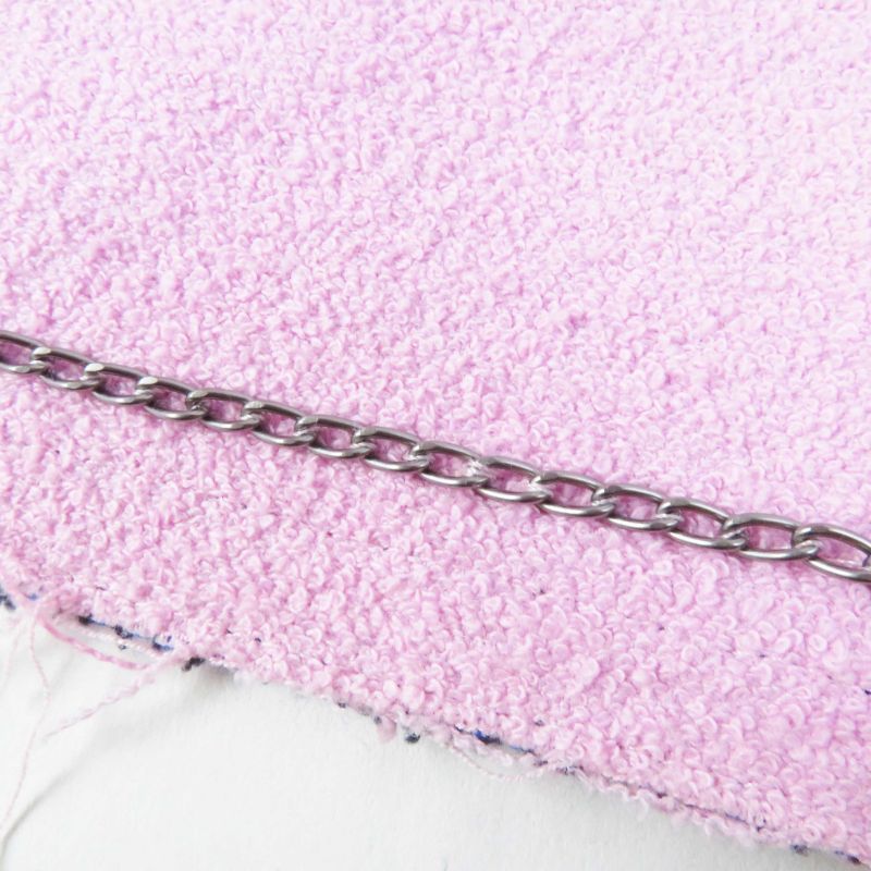 CHANEL P45867 F Pearl Coco Mark Button Cut Off Collarless Tweed Metallic Jacket