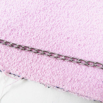 CHANEL P45867 F Pearl Coco Mark Button Cut Off Collarless Tweed Metallic Jacket