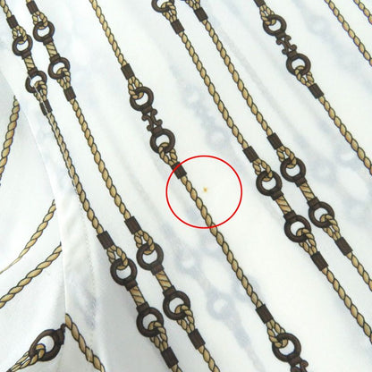 Celine 100% Silk Rare Old Celine Bit Rope Pattern Long Sleeve Shirt Off White