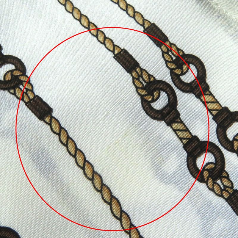 Celine 100% Silk Rare Old Celine Bit Rope Pattern Long Sleeve Shirt Off White