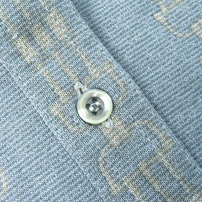 Celine Rare Old Celine Chain Pattern Lame Long Sleeve Shirt Blue Grey Beige