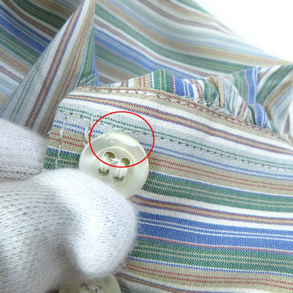 Celine 100% Silk Rare Old Celine Carriage Embroidery Striped Long Sleeve