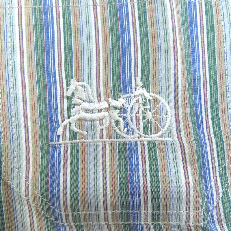 Celine 100% Silk Rare Old Celine Carriage Embroidery Striped Long Sleeve
