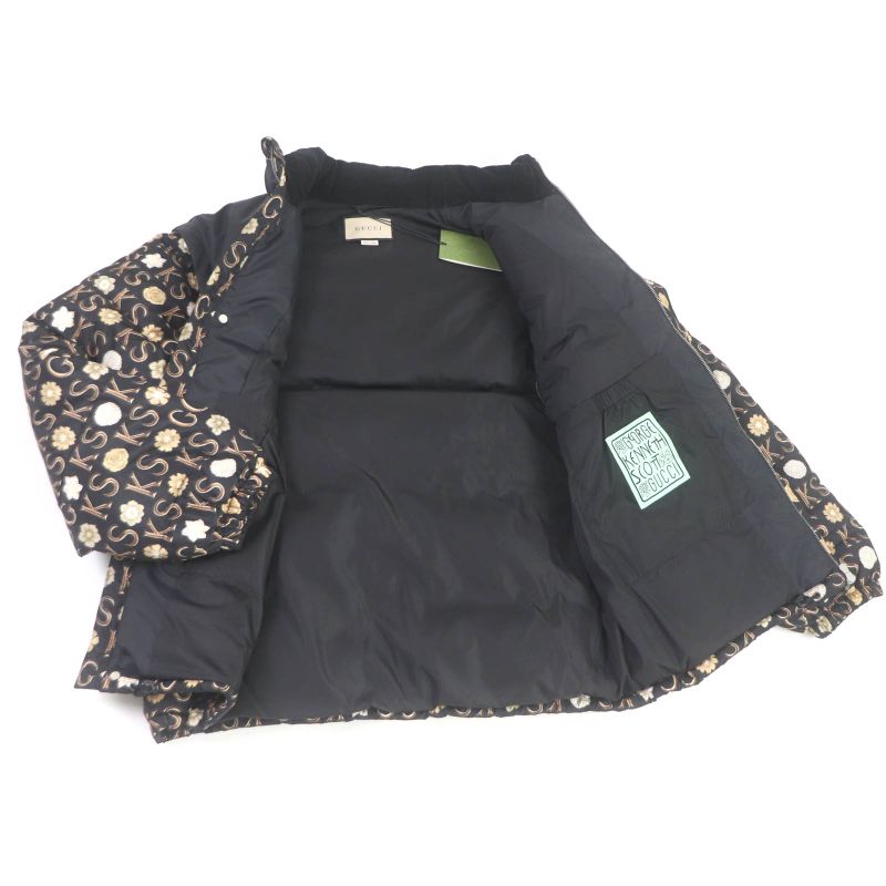 Gucci 21SS 644381 Ken Scott Allover WZIP 2WAY Down Vest Down Jacket Black 48