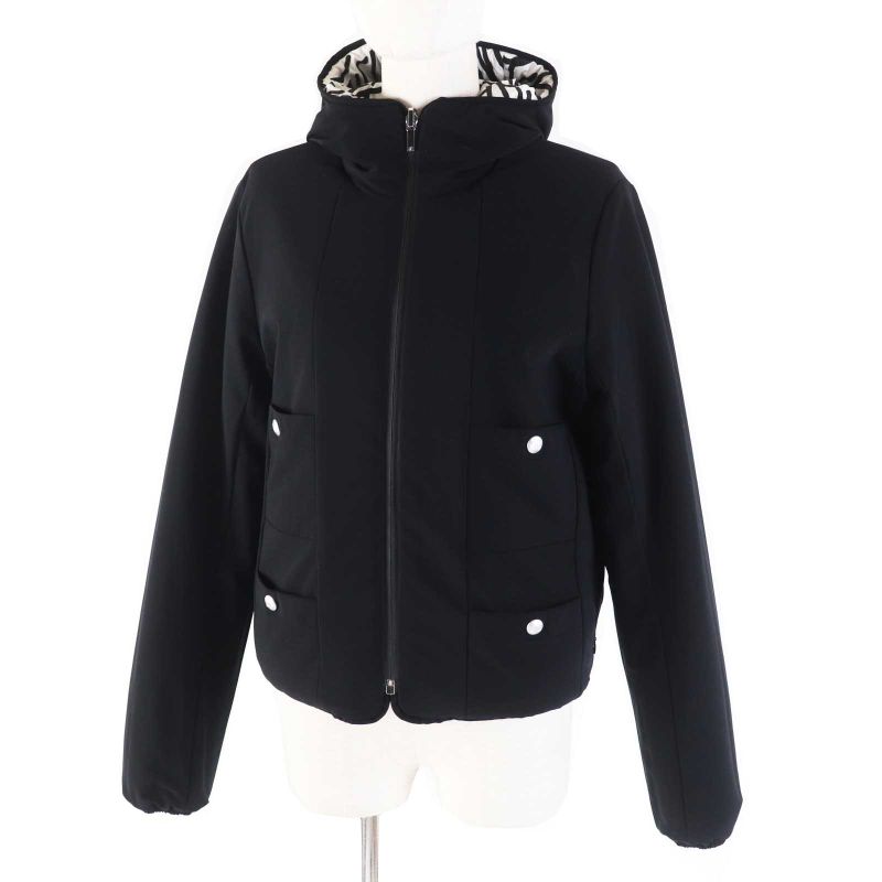 CHANEL P70625 Total Pattern/none Ground Hooded Reversible Down Jacket Black