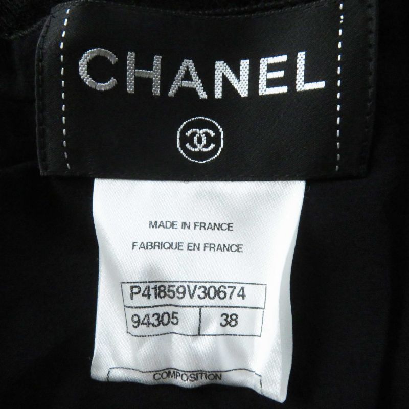 CHANEL P41859 Total Lace Long Sleeve Long Dress/dress Black 38 Made In France