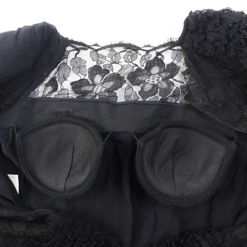 CHANEL P41859 Total Lace Long Sleeve Long Dress/dress Black 38 Made In France