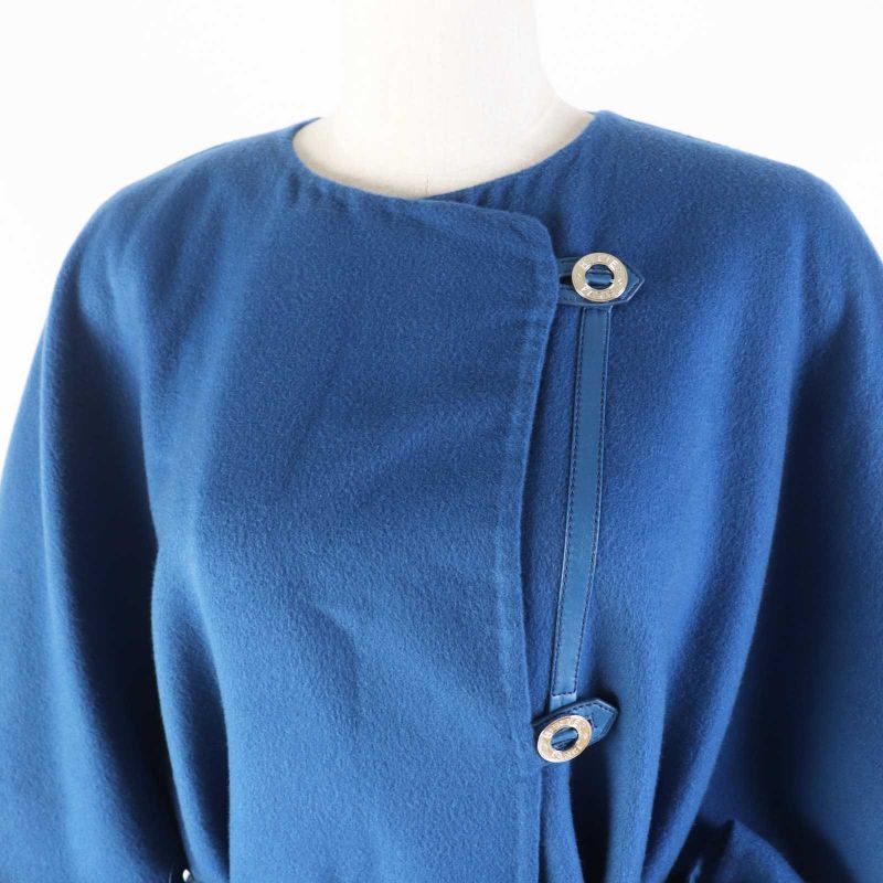 Hermes 2e0136dg 100% Cashmere Silver Hardware Serie Button Belted Collarless