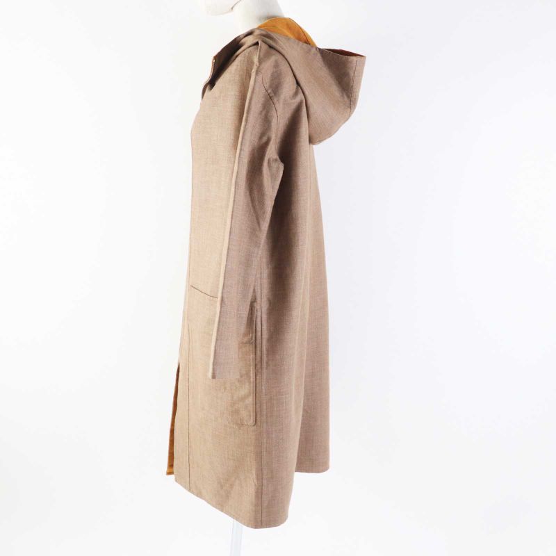 Hermes 2023 3e0105dc Cashmere Wool W Face Hooded Zip Up Long Coat Brown