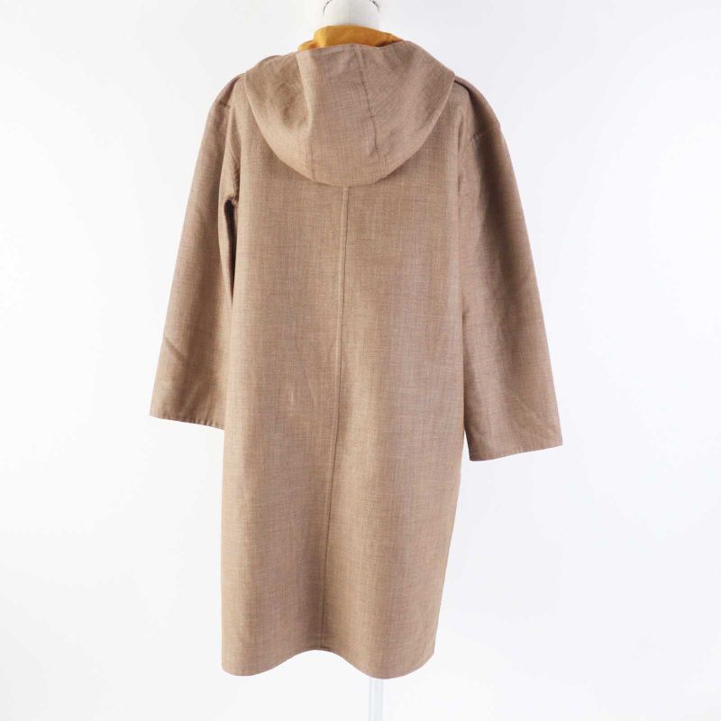 Hermes 2023 3e0105dc Cashmere Wool W Face Hooded Zip Up Long Coat Brown