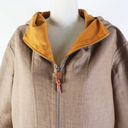 Hermes 2023 3e0105dc Cashmere Wool W Face Hooded Zip Up Long Coat Brown