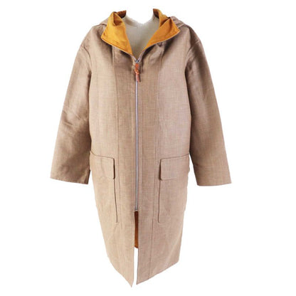 Hermes 2023 3e0105dc Cashmere Wool W Face Hooded Zip Up Long Coat Brown