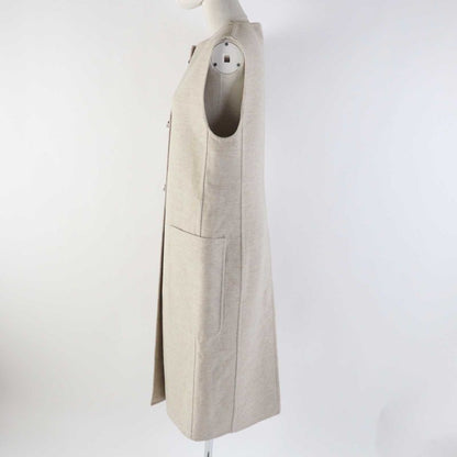 Hermes 3e0223dz 100% Cashmere Silver Hardware Lamb Leather Long Length Gilet/ves