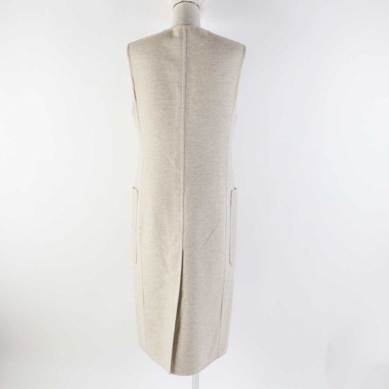 Hermes 3e0223dz 100% Cashmere Silver Hardware Lamb Leather Long Length Gilet/ves
