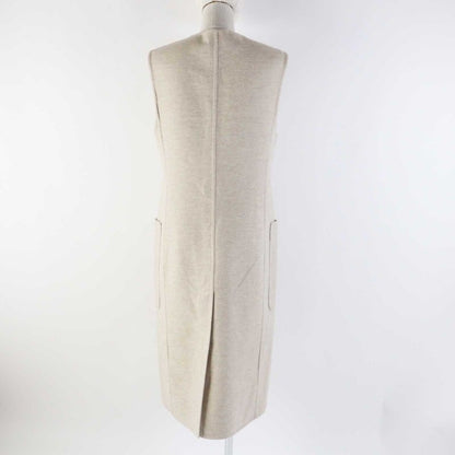 Hermes 3e0223dz 100% Cashmere Silver Hardware Lamb Leather Long Length Gilet/ves