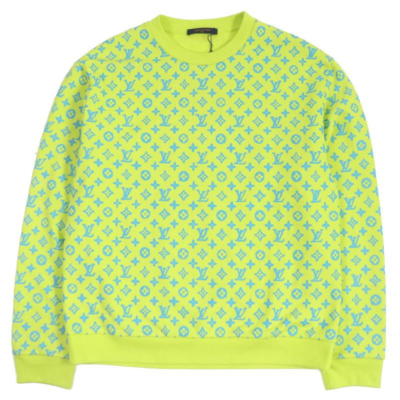 Louis Vuitton 2023 Hoy87w Cotton Monogram Crew Neck Sweatshirt Yellow Green L