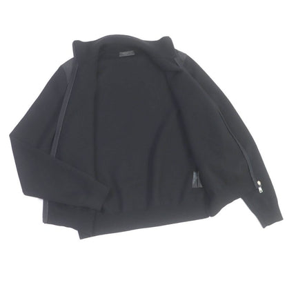 Prada Umc134 Virgin Wool Nylon Switched Zip Up Knit Blouson Jacket Black 46